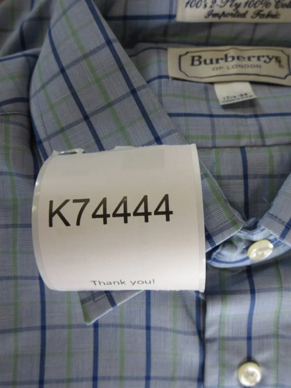 VINTAGE Burberrys Shirt 17.5 London Button Up Check 90s USA Made NWT